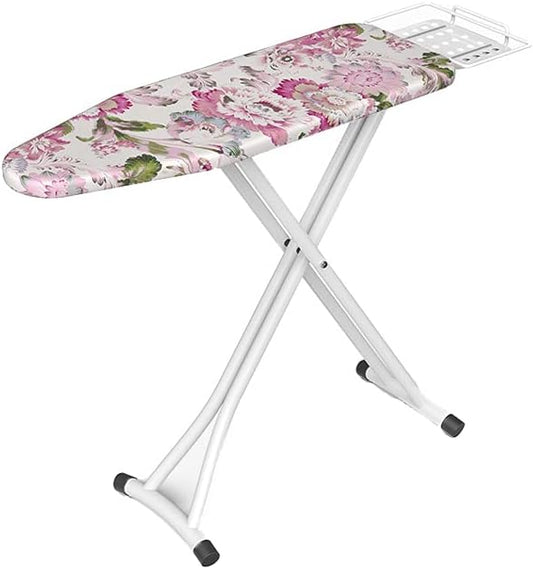 Une table de repassage se presente en coloris gris et blanc